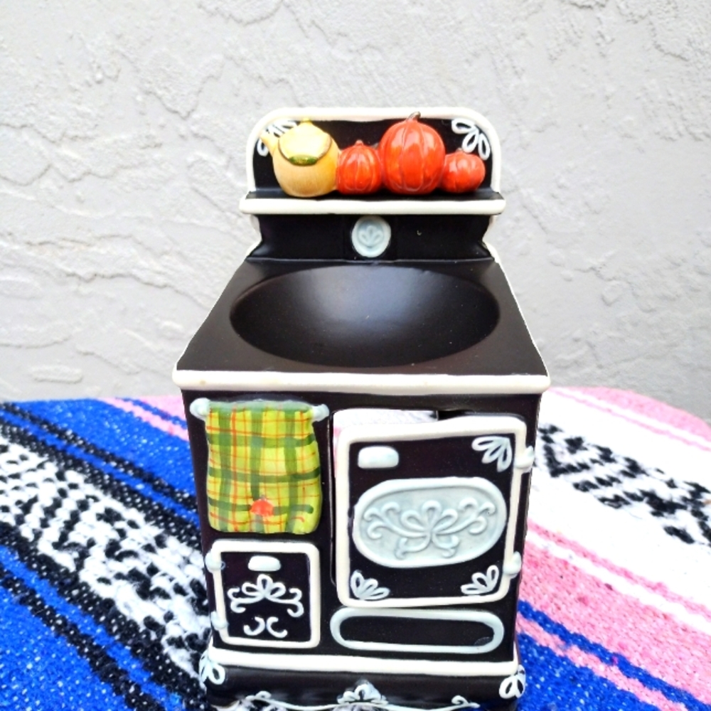 Vintage Yankee Candle Kitchen Stove/Oven Black Antique Wax Tart Warmer Pumpkin
